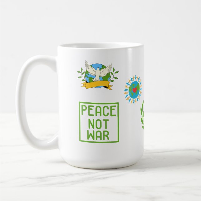 CANECA DE CAFÉ UNIDADE SEM GUERRA ACENTO BRANCO SORRISO DE PAZ   (Esquerda)