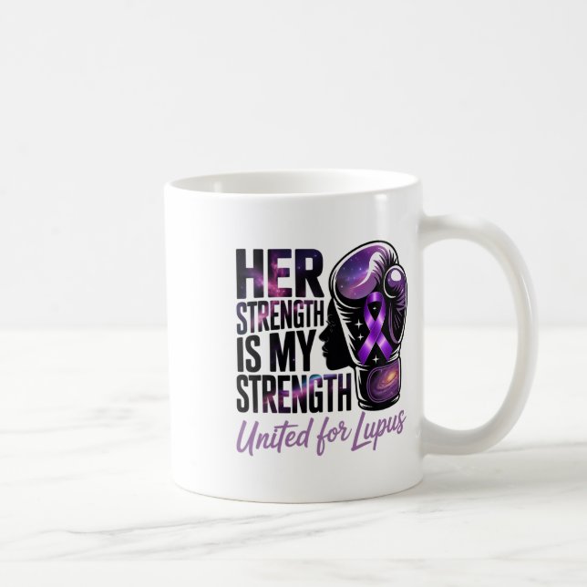 Caneca De Café Unidos Pelo Laço de Conscientização Roxo do Lúpus  (Direita)