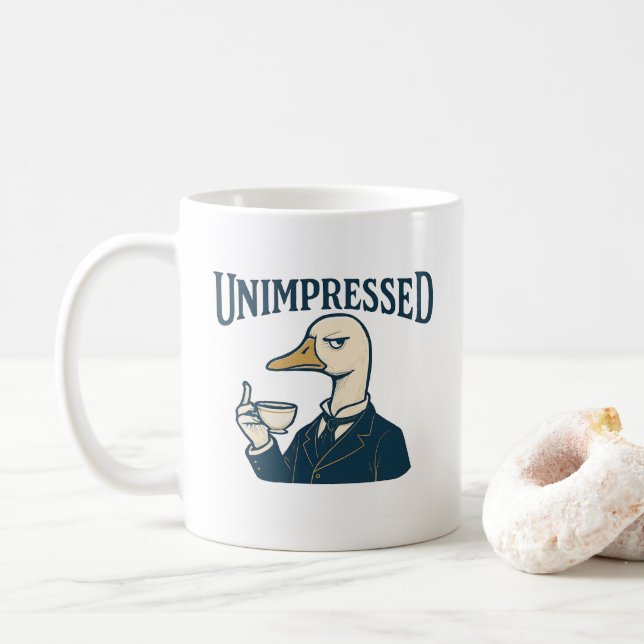Caneca De Café Unimpressed Duck Drinking Tea Meme (Com Donut)