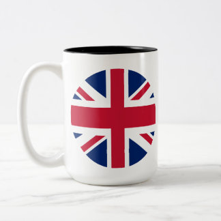 Caneca de Café Union Jack Circular em Dois Tons