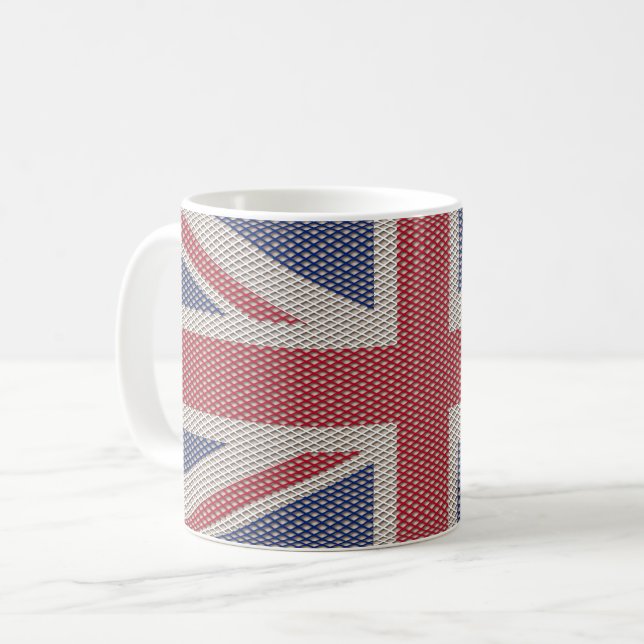 Caneca De Café Union Jack Flag Fishnet Pattern (Frente Esquerda)