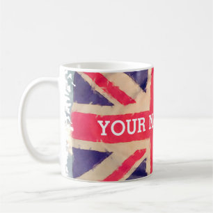 Caneca De Café Union JACK FLAG grunge + seu texto