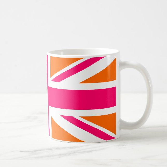 Caneca De Café Union Jack laranja e rosa (Direita)