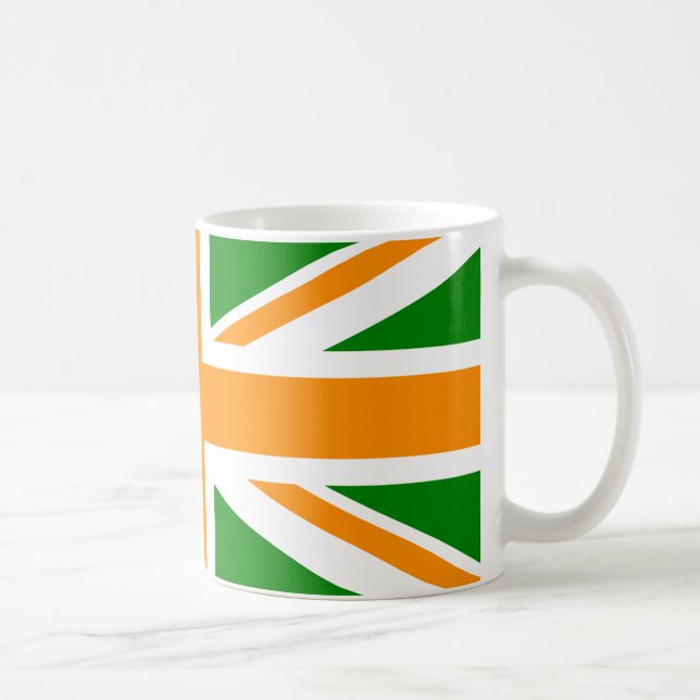 Caneca De Café Union Jack verde e laranja (Direita)