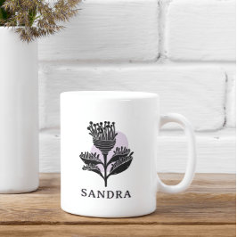 Caneca De Café Unique Artistic Floral Monochrome Personalized 