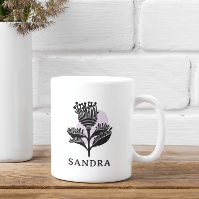 Caneca De Café Unique Artistic Floral Monochrome Personalized  (Criador carregado)