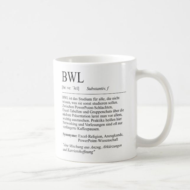 Caneca De Café Unispruch "BWL" Student Geschenk, Studenten (Direita)