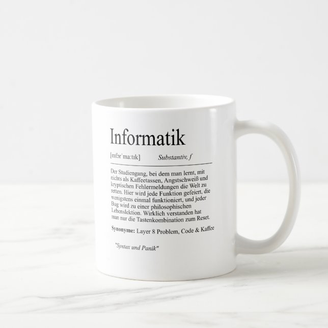 Caneca De Café Unispruch "Informatik" Geschenk, Studenten (Direita)