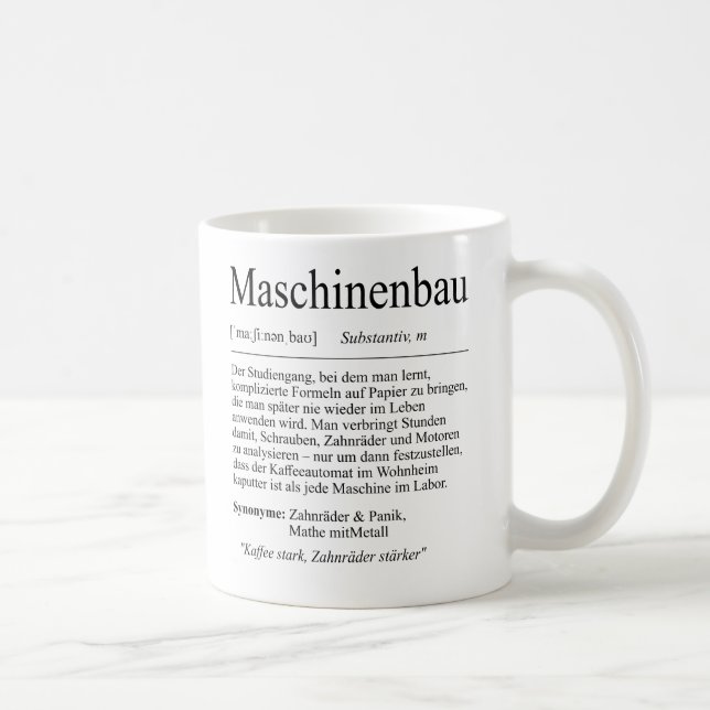 Caneca De Café Unispruch "Maschinenbau" Geschenk, Studenten (Direita)