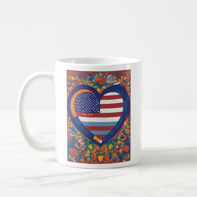 Caneca De Café Unity Hearts: Desenho do Patrimônio Hispânico (Esquerda)