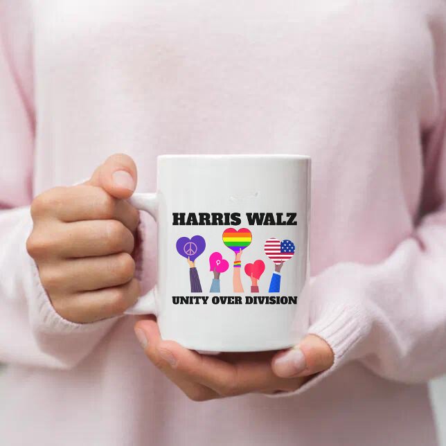 Caneca De Café Unity Over Division Kamala Harris Tim Walz (Criador carregado)