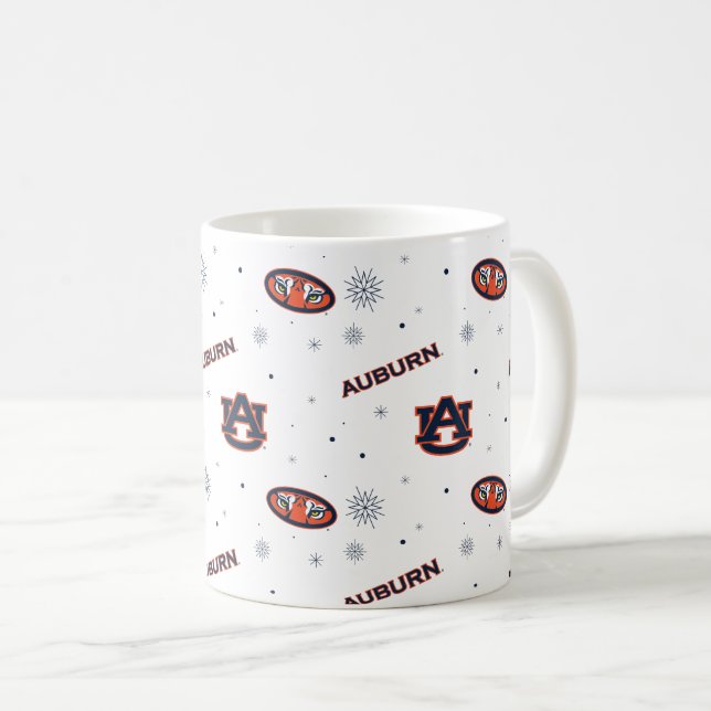 Caneca De Café Universidade Auburn | Padrão de Feriado (Frente Esquerda)