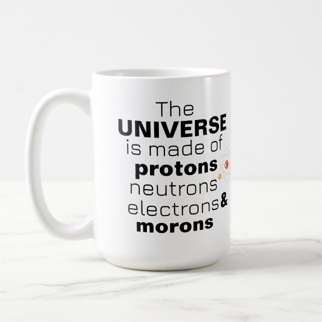 Caneca De Café Universo de Ciência Divertida Prótons Nêutrons Elé (Esquerda)