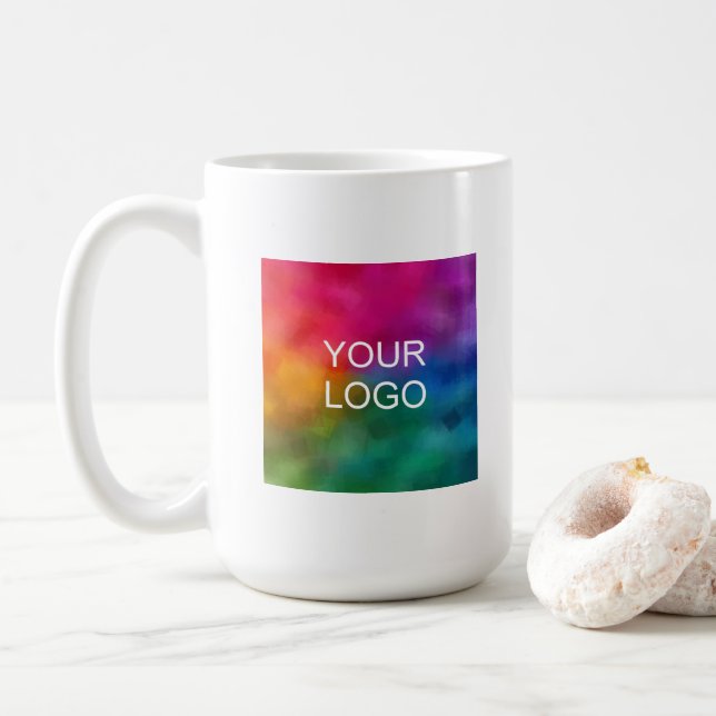 Caneca De Café Upload Your Logo Here Elegant Modern Promotional (Com Donut)