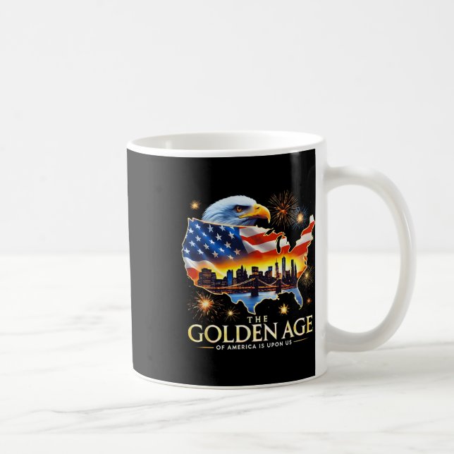 Caneca De Café Upon Us Funny Trump Gold Eagle The Golden Age Of A (Direita)