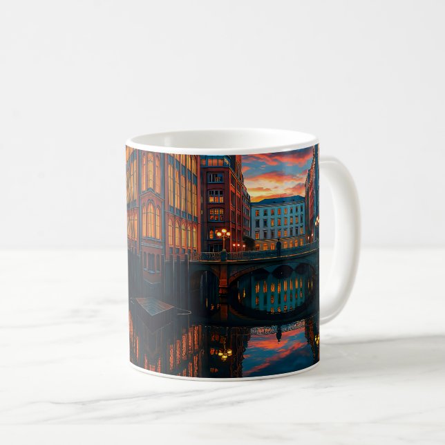Caneca De Café Urban Bridge Reflection Calm (Frente Esquerda)