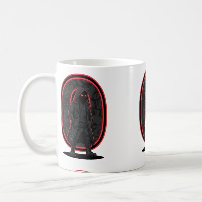 Caneca De Café Urban Phantom Dark Techwear Hooded Figure Streetwe (Esquerda)