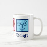 Caneca De Café Urologia de Paz e Amor<br><div class="desc">A Urologia do Amor pela Paz. Um presente urologista legal para um médico ou enfermeiro de urologia com um sinal de paz,  coração e fotografia de uma bexiga. O departamento de urologia do excelente apresenta.</div>