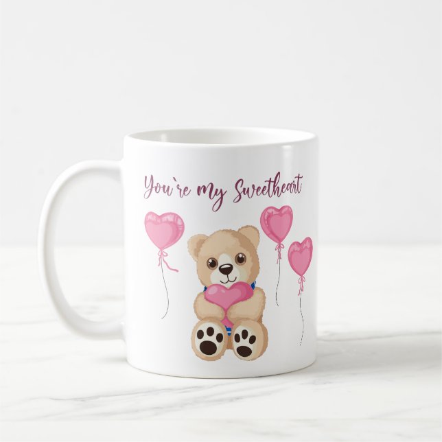 Caneca De Café Ursa Amora Rosa Você é Meu Querido (Esquerda)