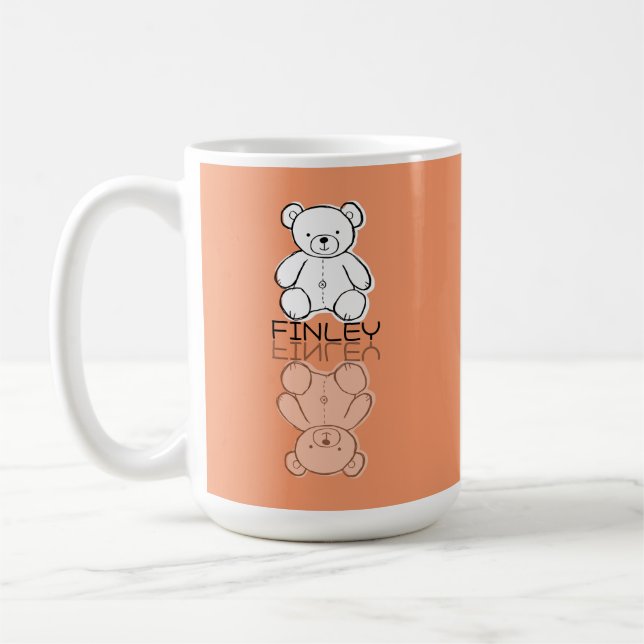 Caneca De Café Ursa de pelúcia rosa fofa reflexão doodle nome per (Esquerda)