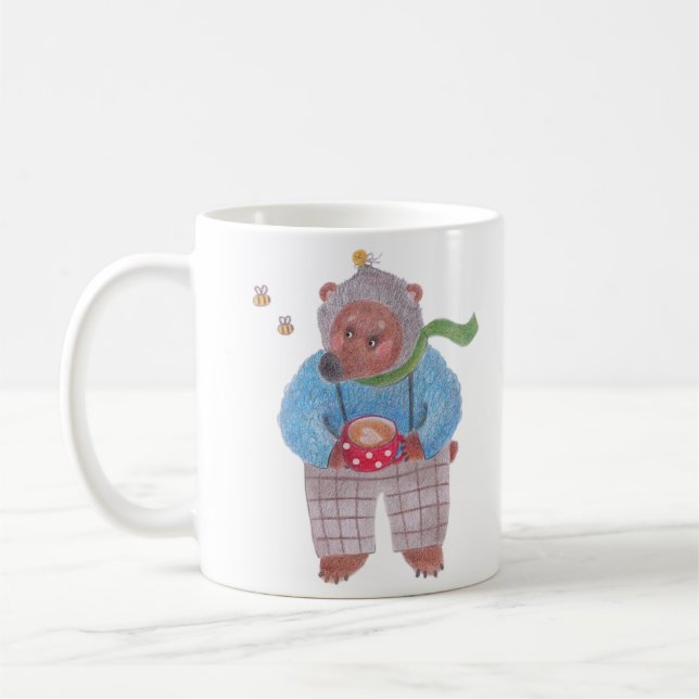Caneca De Café Urso, abelhas e cappuccino (Esquerda)