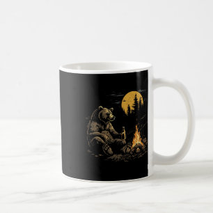 Caneca De Café Urso Acampando Bebendo Cerveja Caminhando Natureza