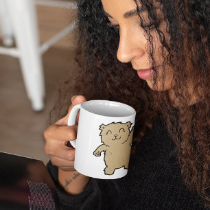 Caneca De Café Urso Adorável Acenando e Sorridente