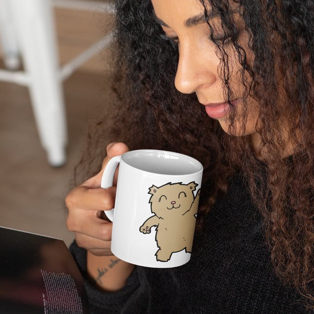 Caneca De Café Urso Adorável Acenando e Sorridente (Criador carregado)
