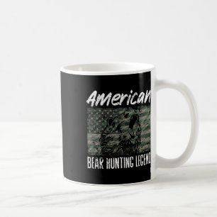 Caneca De Café Urso Americano Caçando Legenda Eua Bandeira Black 