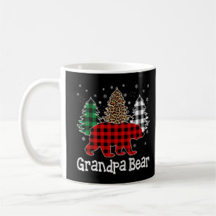 Caneca De Café Urso Avô Xadrez Vermelho Árvore de Natal Leopardo
