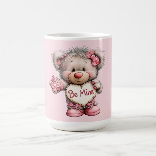 Caneca De Café Urso Be Mine com Buquê de Coração (Centro)