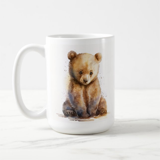 Caneca De Café Urso-Bebê Castanho-De-Cana-De-Cama, Sentado (Esquerda)