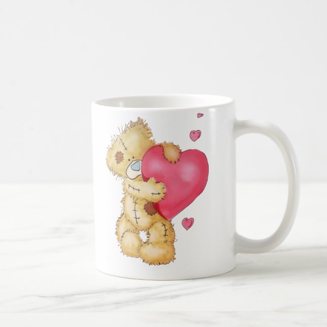Caneca De Café Urso bonito com corações (Direita)