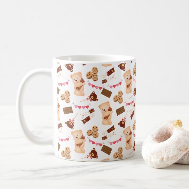 Caneca De Café Urso bonito e chocolate (Com Donut)