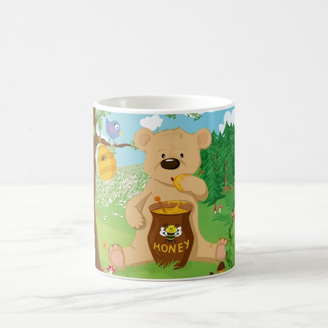 Caneca De Café Urso bonito que come o mel (Centro)