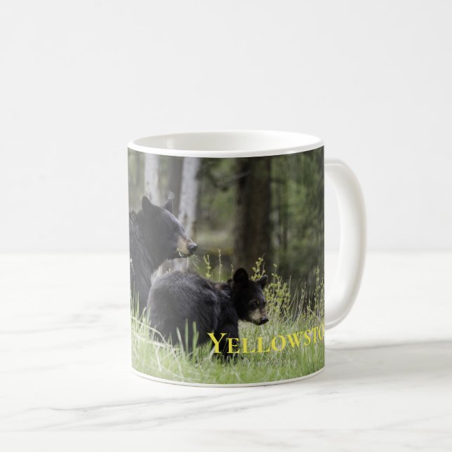 Caneca De Café Urso Caneca-Preto de Yellowstone (Frente Esquerda)
