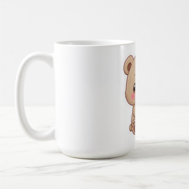 Caneca De Café Urso Chibi Adorável com Coração  (Esquerda)