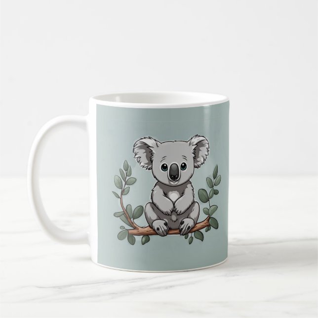 Caneca De Café Urso coala bonito em teal (Esquerda)