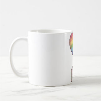 Caneca De Café Urso Coala Fofo e Balão Arco-Íris