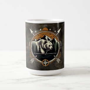 Caneca De Café Urso da montanha rústico e vintage ao ar livre
