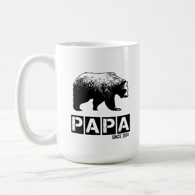 Caneca De Café Urso da papá para o pai 2014, preto do Grunge (Esquerda)