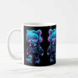 Caneca De Café Urso de Animação Cyberpunk