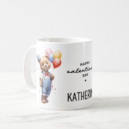 Caneca De Café Urso de Aquarela de Dia de os namorados Cubo Perso