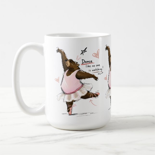 Caneca De Café Urso de Ballet Divertido Dançando como se Ninguém  (Esquerda)