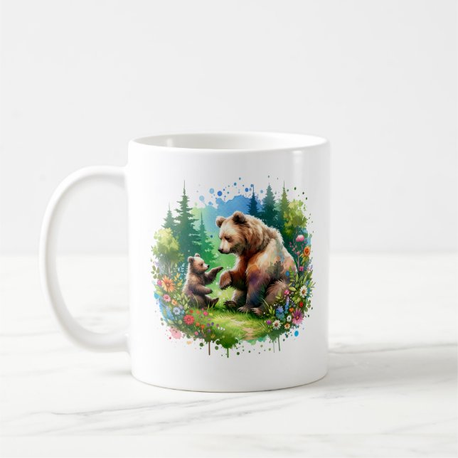 Caneca De Café Urso de Cores Aquáticas e Cubo Cubo Personalizados (Esquerda)