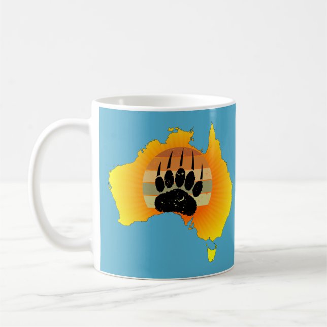 Caneca De Café Urso De Mapas Da Austrália Sunny Com Lugar De Sol  (Esquerda)
