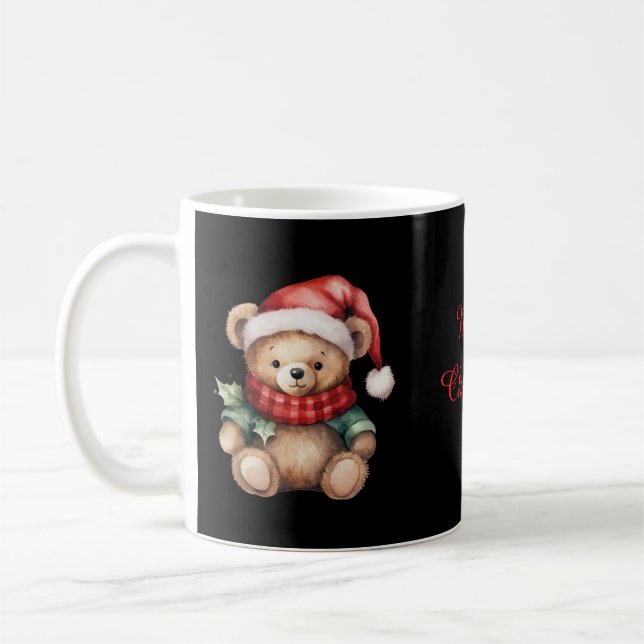 Caneca De Café Urso de Natal em Aquarela (Esquerda)