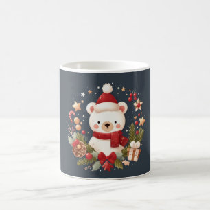 Caneca De Café Urso de Natal/Inverno em coroa