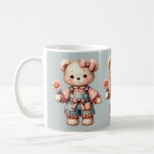 Caneca De Café Urso de Pastel, Segurando Sobremesas para Vestir F