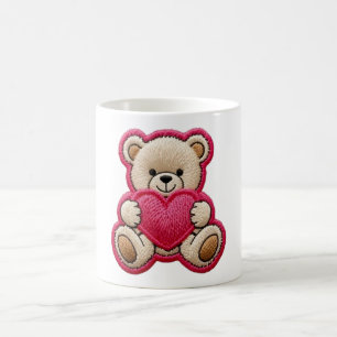 Caneca De Café Urso de Patchwork Segurando Coração